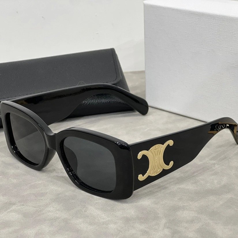 Celine Square Frame Sunglasses Black with Gold Logo - 4