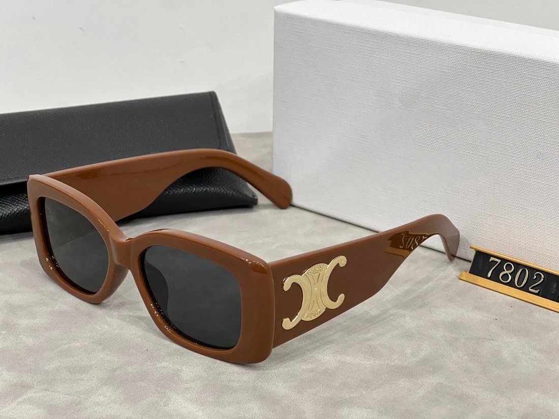 Celine Square Frame Sunglasses Black with Gold Logo - 10
