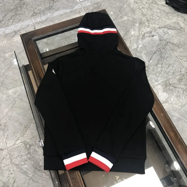 Moncler Hoodies & Sweatshirts Zip-Up Hooded Sweatshirt with Tricolor Cuffs product detail image 7