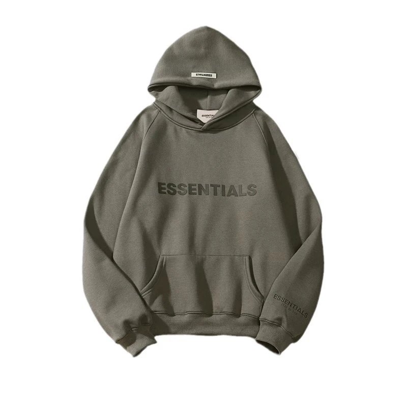 【DX14】3D Silicone Letter Unisex American High-Street Flocked Hoodie Sweatshirt