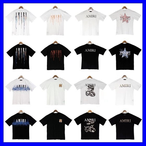 DX12 Short-Sleeve T-Shirt with Genuine Leather Letter Embroidery and Colorful Splatter Graffiti Slogan Print