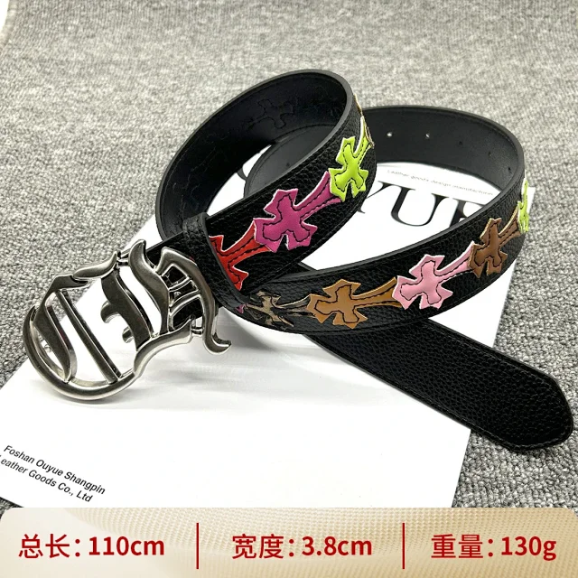 Ouyue Belts Black Belt with Multicolour Cross Appliques and Decorative Buckle product detail image 12