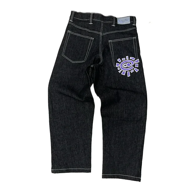 Unbranded Jeans Wide-leg with contrast stitching and graphic back-pocket print product detail image 4