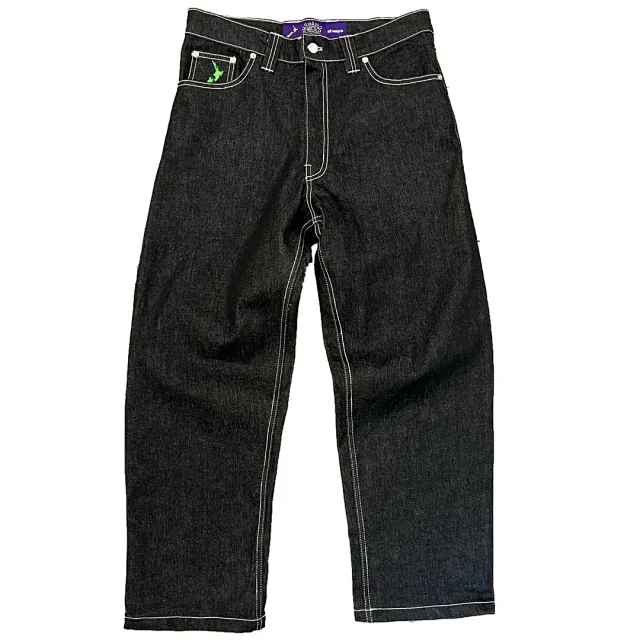 Unbranded Jeans Wide-leg with contrast stitching and graphic back-pocket print product detail image 8