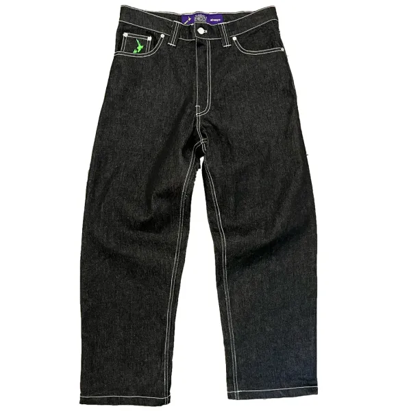 Corteiz x Digital Pionker Dark Wash Jeans with White Stitching - 9