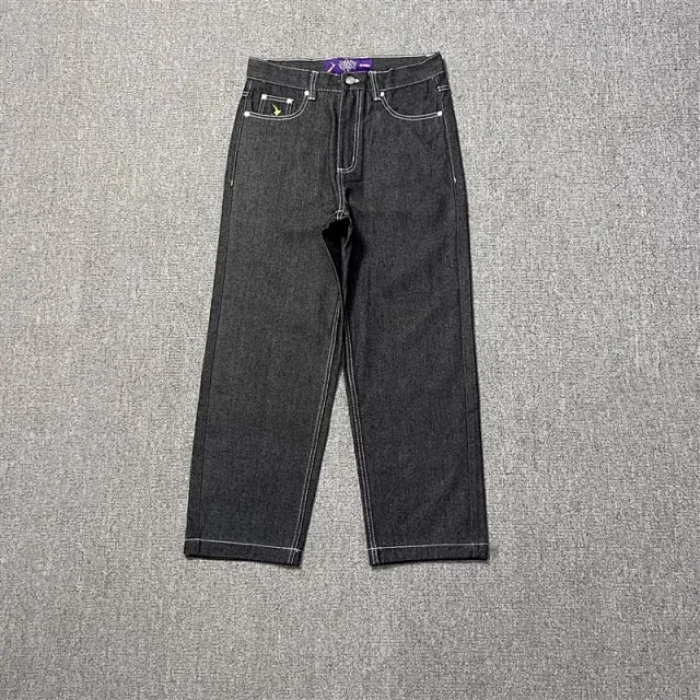 Unbranded Jeans Wide-leg with contrast stitching and graphic back-pocket print product detail image 11