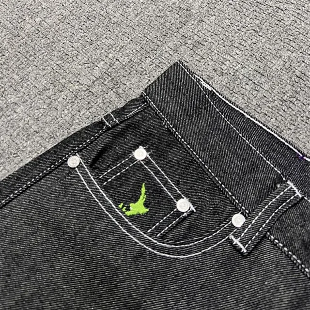 Unbranded Jeans Wide-leg with contrast stitching and graphic back-pocket print product detail image 13