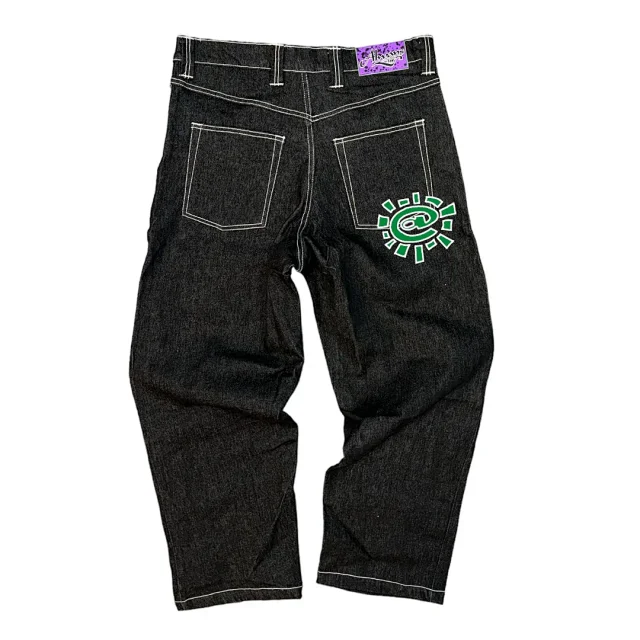 Unbranded Jeans Wide-leg with contrast stitching and graphic back-pocket print product detail image 6