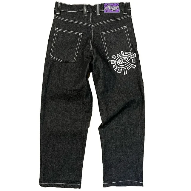 Unbranded Jeans Wide-leg with contrast stitching and graphic back-pocket print product detail image 7