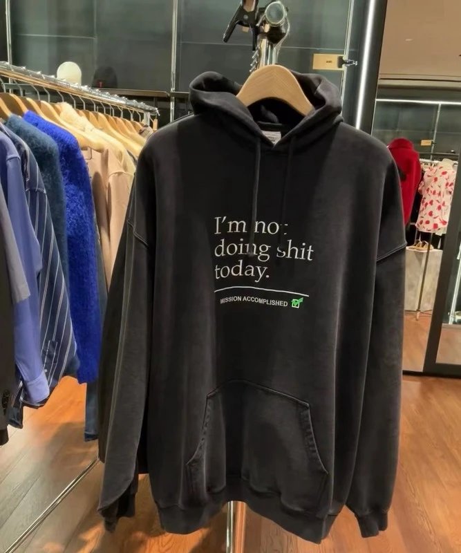 Design 'I'm Not Doing Shit Today' Oversized Hoodie Black - 1