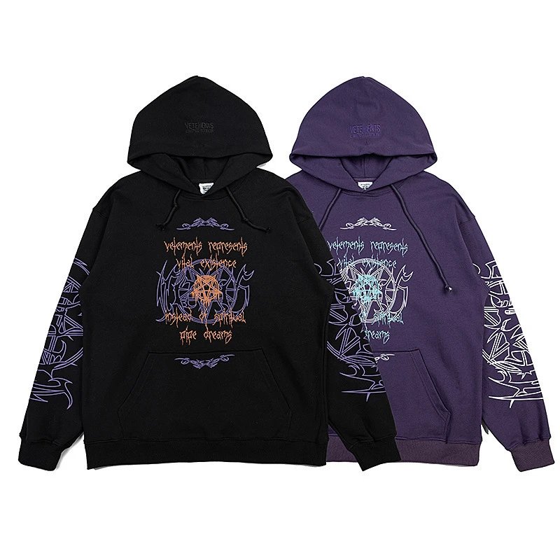Vetements Graphic Print Washed Pullover Hoodie