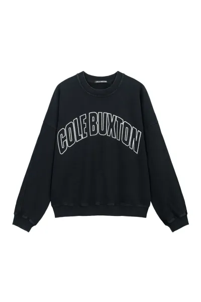 Cole Buxton Arch Logo Black Oversized Sweatshirt - 1