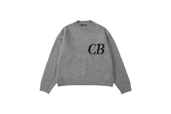 Cole Buxton CB Logo Knit Sweater Gray - 1