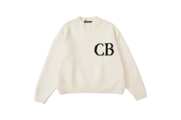Cole Buxton CB Logo Knit Sweater Off-White - 1