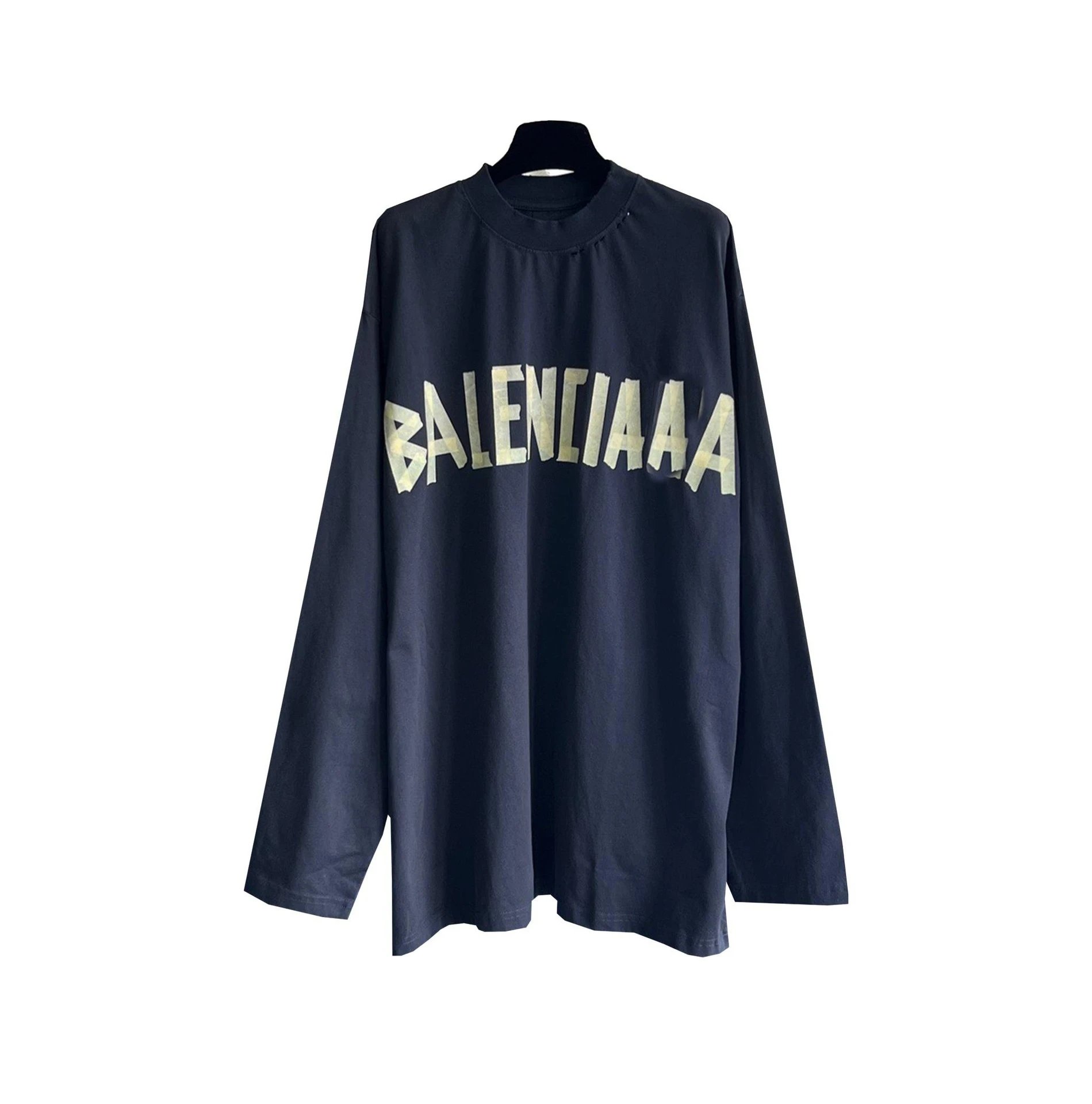 Balenciaga Distressed Logo Long-Sleeve T-Shirt Black - 4