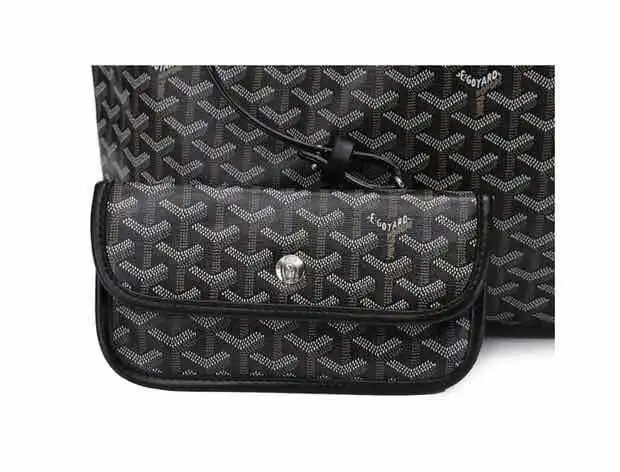 Goyard Saint Louis Tote Black Gray Monogram Canvas Tote Bag - 12