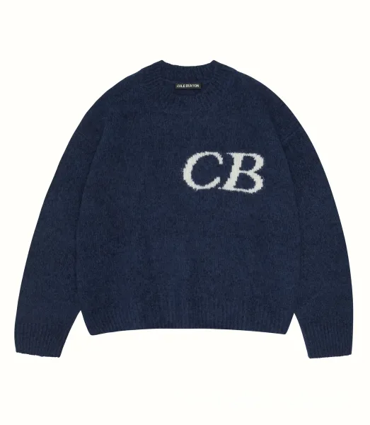 Cole Buxton CB Logo Knit Sweater Navy - 1