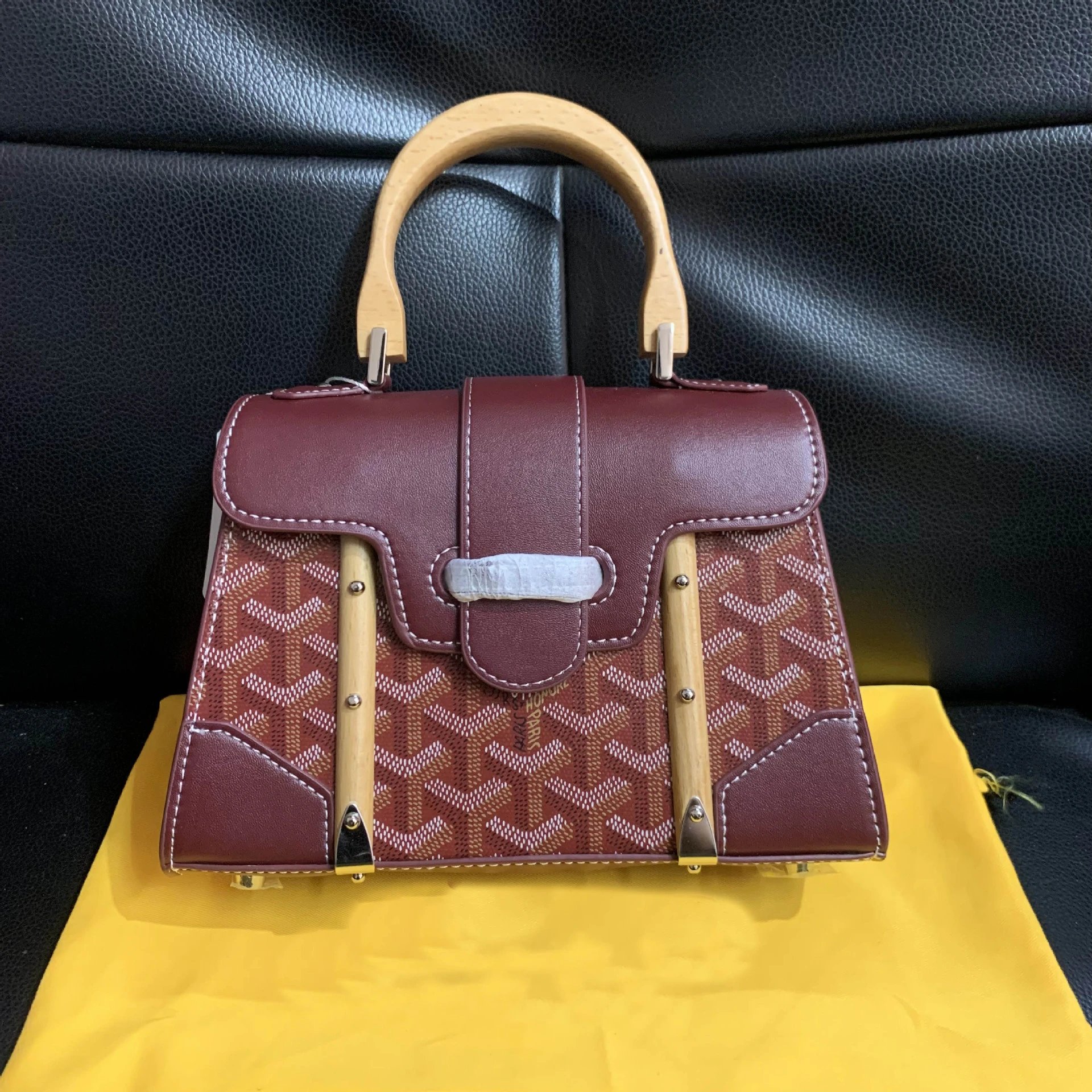 Goyard Saint Louis Mini Burgundy Canvas Handbag - 5
