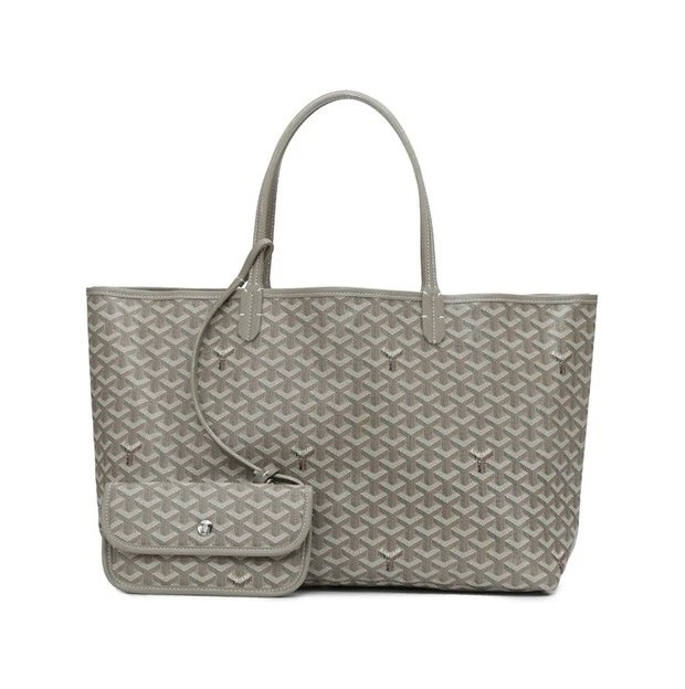 Goyard Saint Louis Tote Black Gray Monogram Canvas Tote Bag - 36