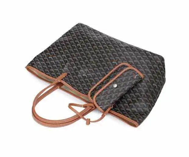 Goyard Saint Louis Tote Black Gray Monogram Canvas Tote Bag - 16