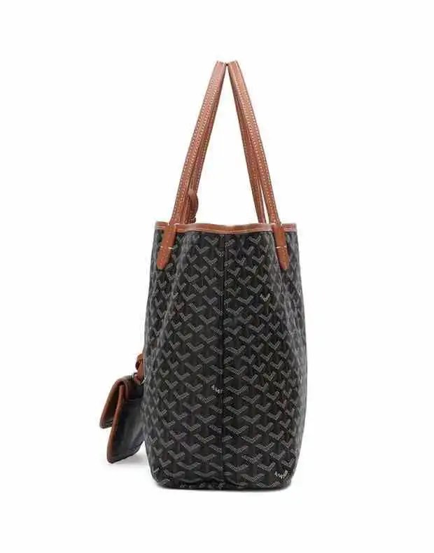 Goyard Saint Louis Tote Black Gray Monogram Canvas Tote Bag - 18