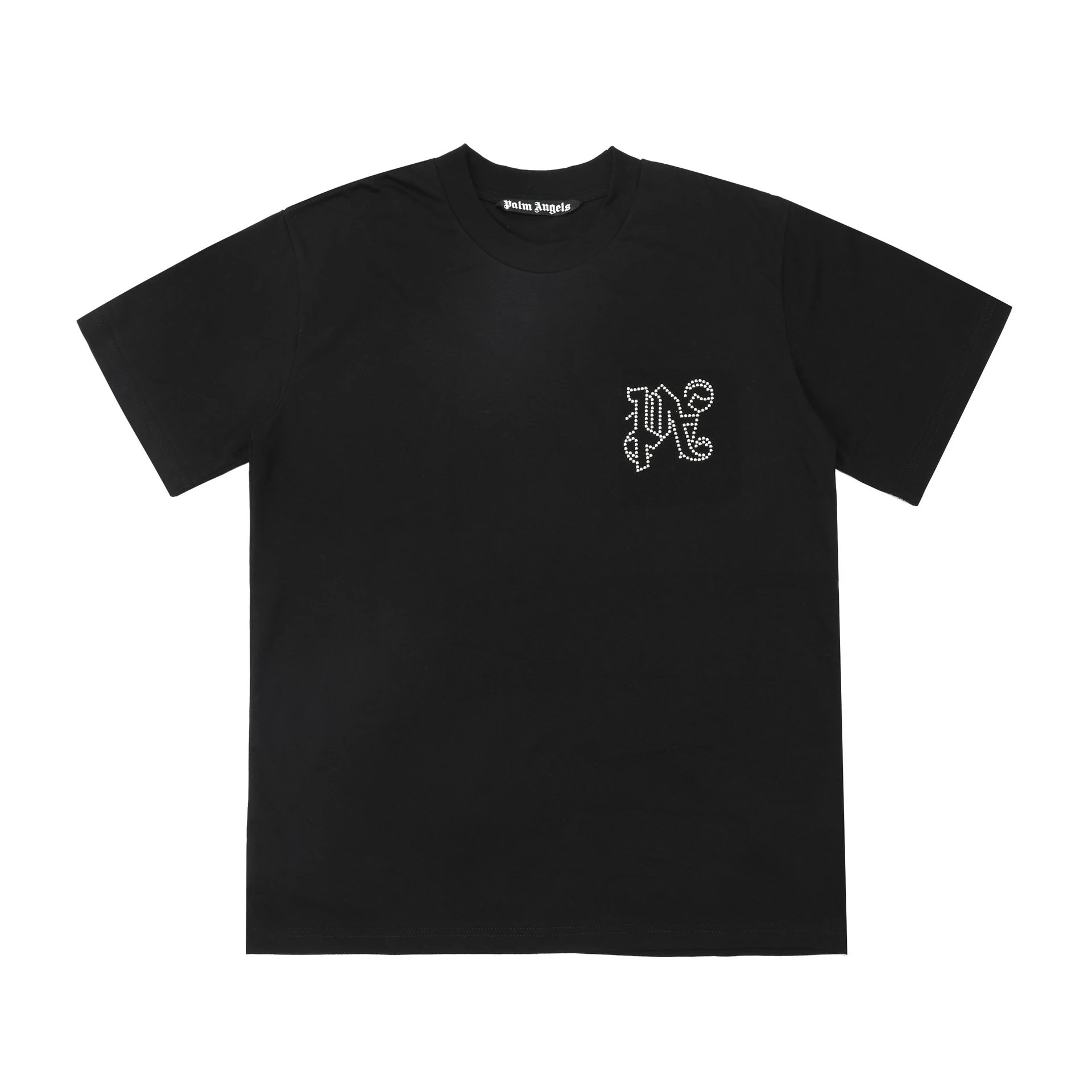 Palm Angels Crystal Monogram Logo Tee Black