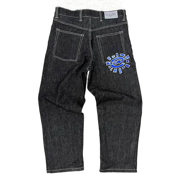 Unbranded Jeans Wide-leg with contrast stitching and graphic back-pocket print product detail image 5