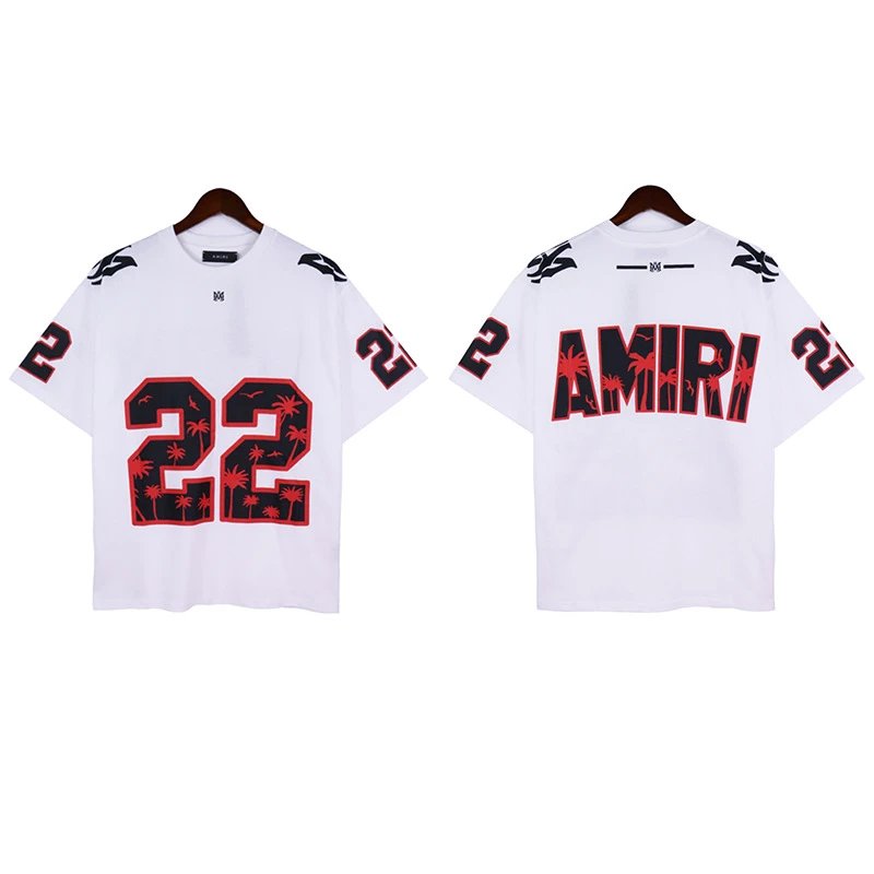 Amiri #22 Palm Tree Football Tee White