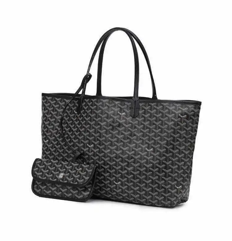 Goyard Saint Louis Tote Black Gray Monogram Canvas Tote Bag - 6