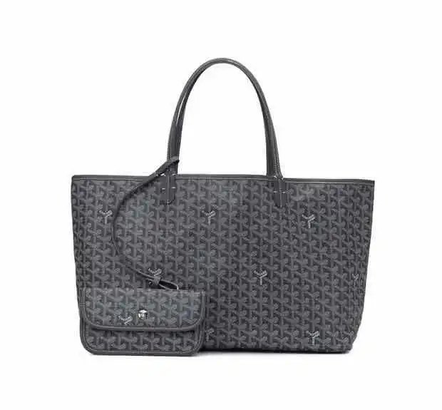 Goyard Saint Louis Tote Black Gray Monogram Canvas Tote Bag - 30