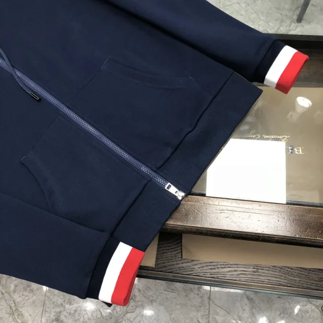 Moncler Hoodies & Sweatshirts Zip-Up Hooded Sweatshirt with Tricolor Cuffs product detail image 9