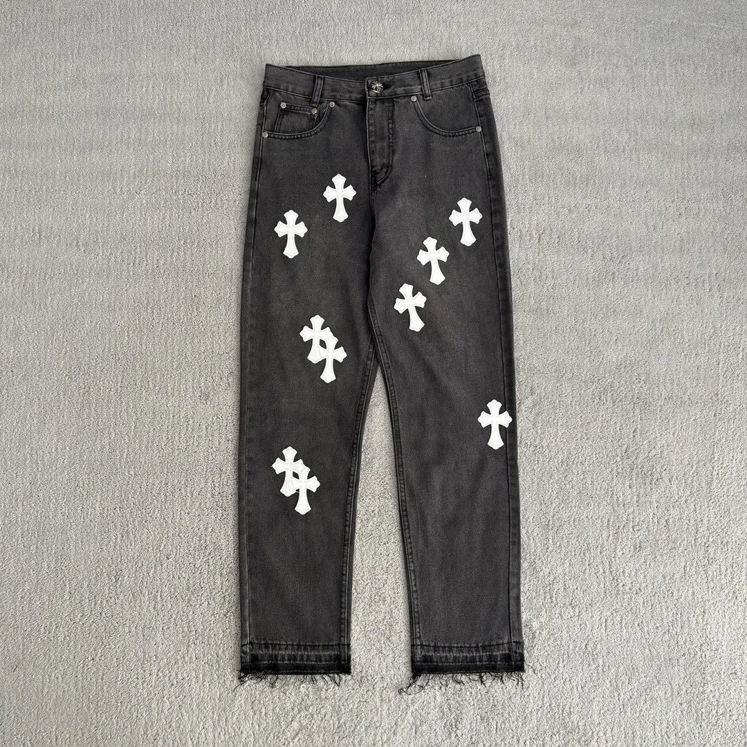 Black pants and white leather