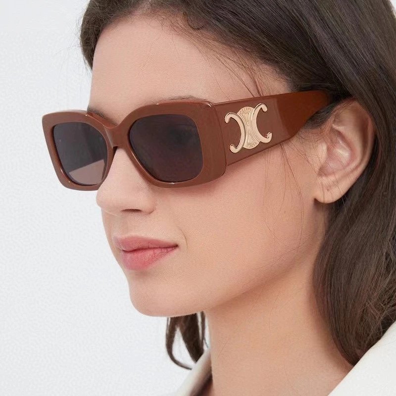 Celine Square Frame Sunglasses Black with Gold Logo - 3