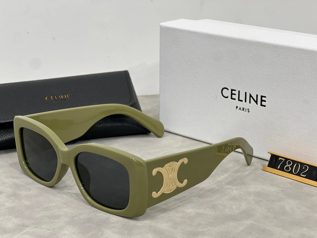 Celine Square Frame Sunglasses Black with Gold Logo - 6