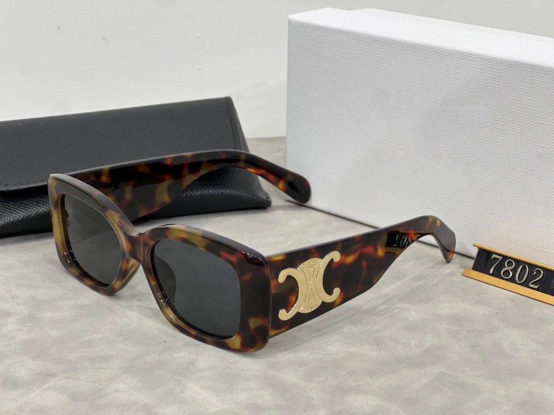 Celine Square Frame Sunglasses Black with Gold Logo - 8
