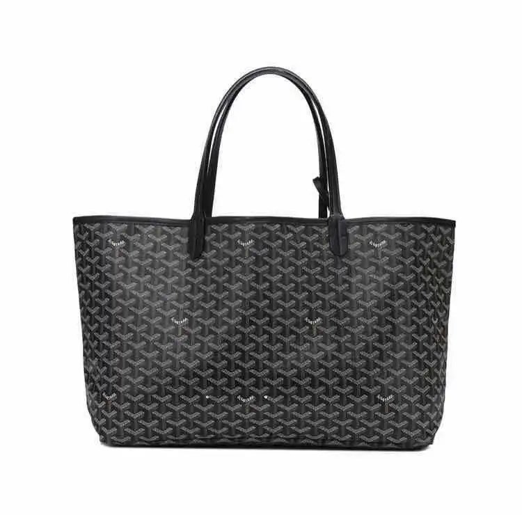 Goyard Saint Louis Tote Black Gray Monogram Canvas Tote Bag - 7