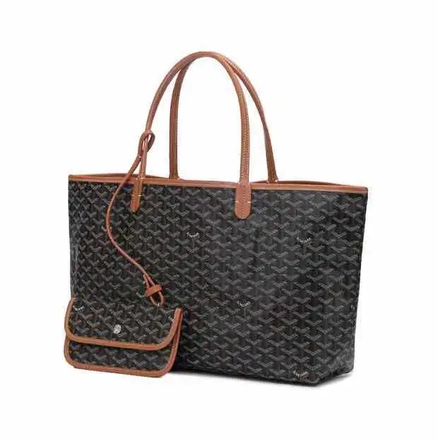 Goyard Saint Louis Tote Black Gray Monogram Canvas Tote Bag - 15