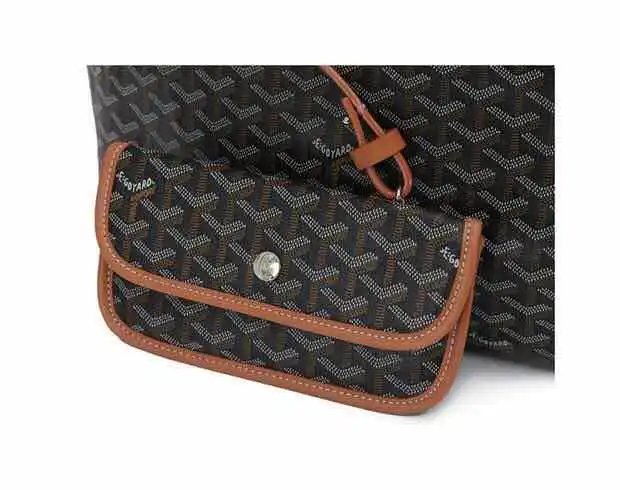 Goyard Saint Louis Tote Black Gray Monogram Canvas Tote Bag - 19