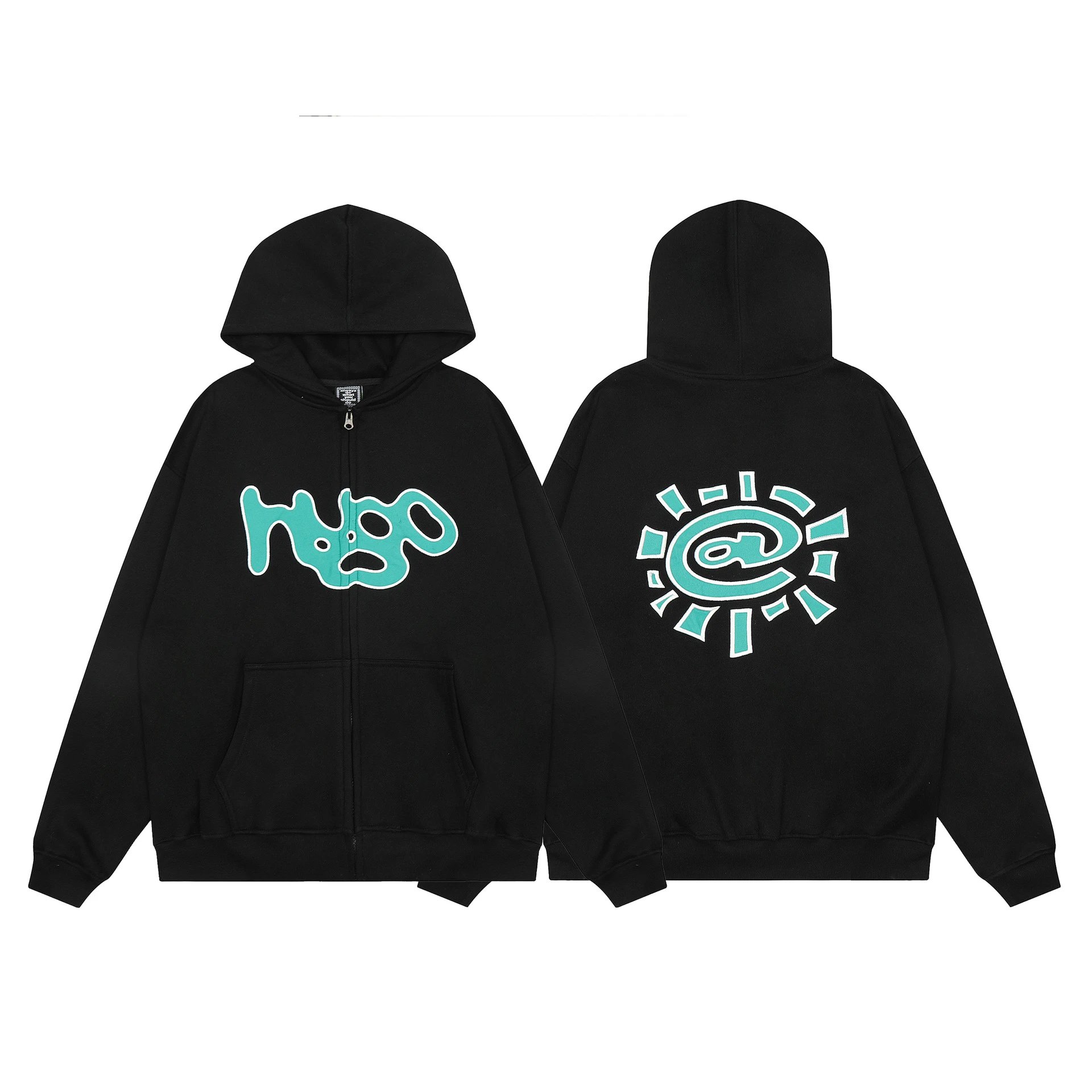 Pleasures Hugo At Sun Zip Hoodie Black Teal