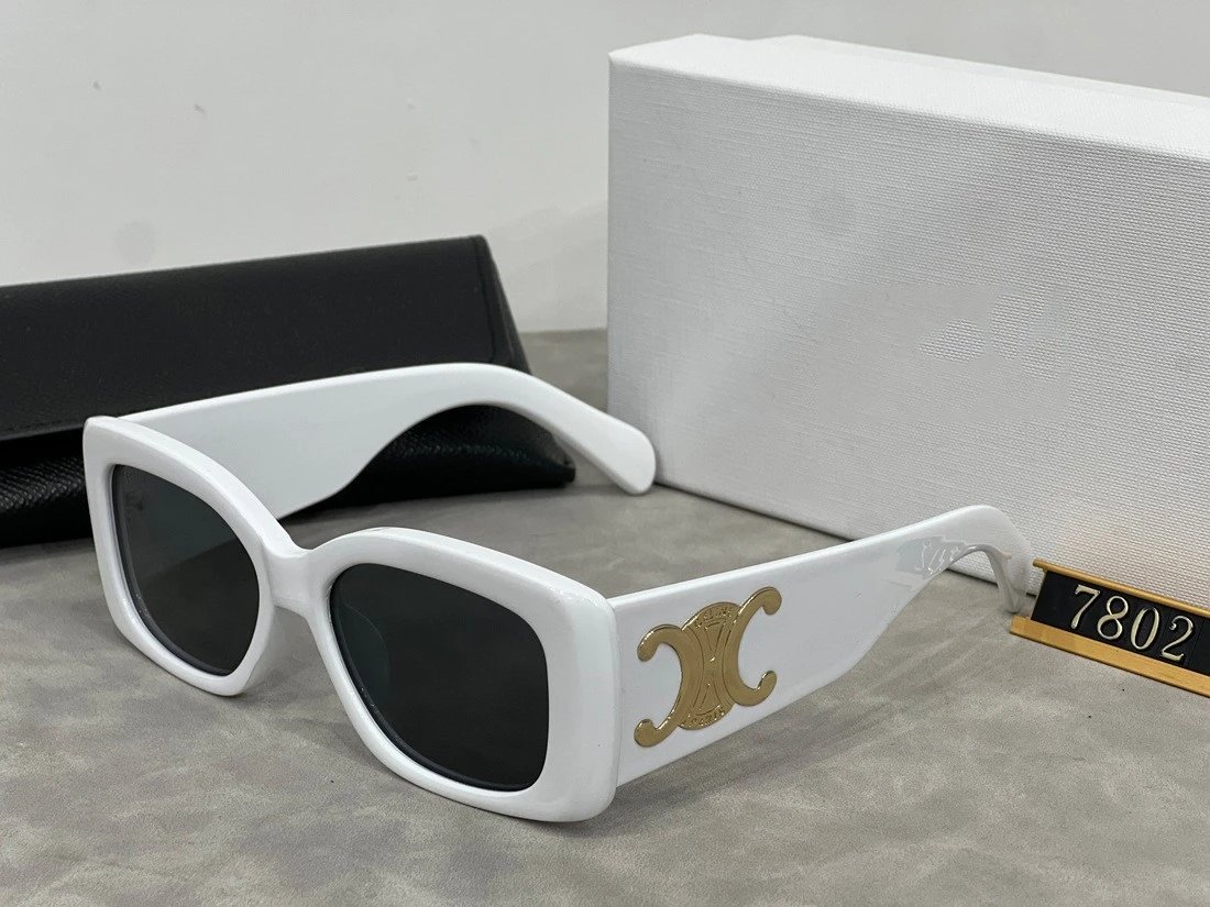 Celine Square Frame Sunglasses Black with Gold Logo - 7