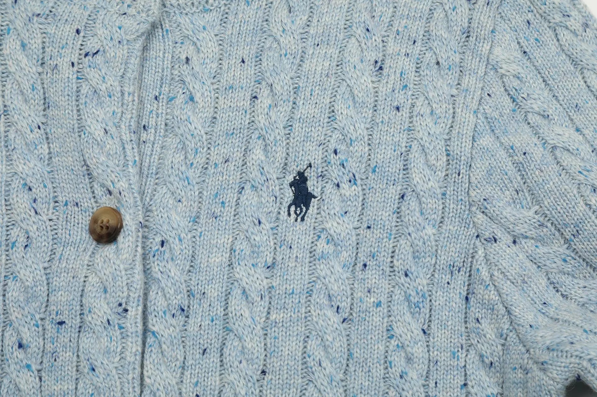 Polo Ralph Lauren Cable Knit Tweed Cardigan Black - 7