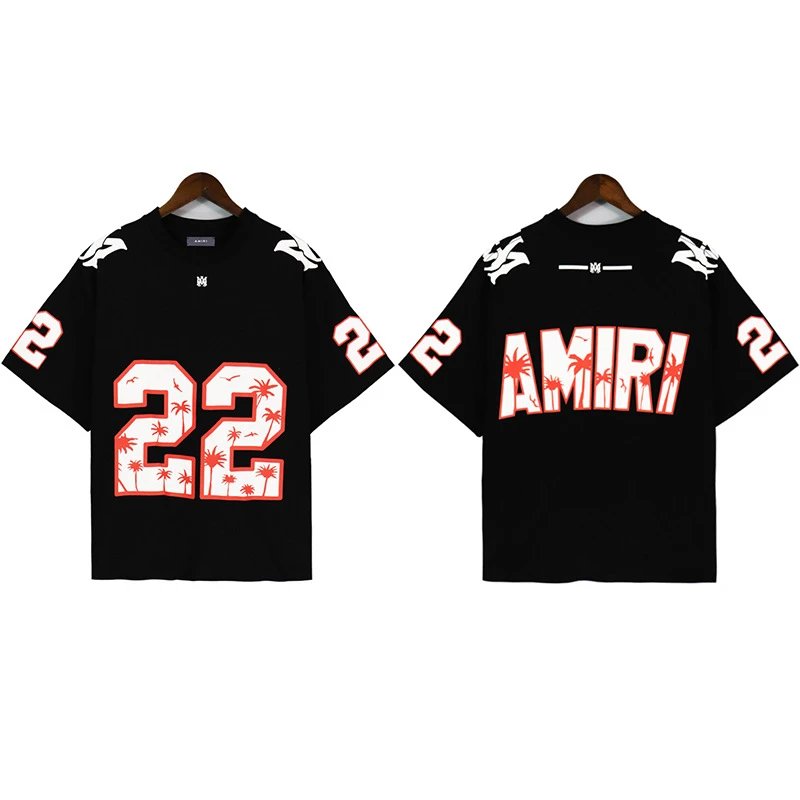 Amiri #22 Palm Tree Football Tee Black