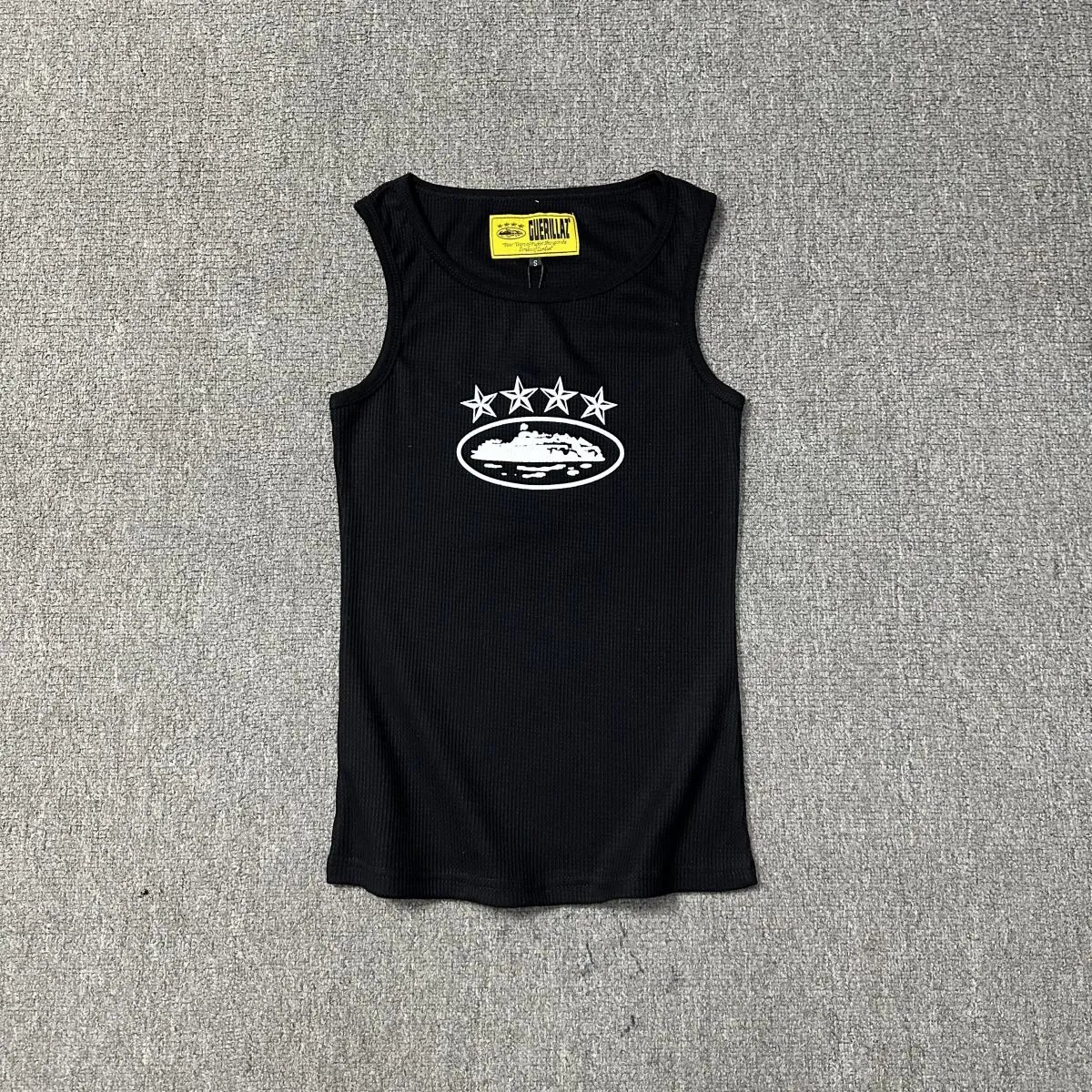 Guerrillaz Ribbed Tank Top - Black (Stars & Oval Logo)