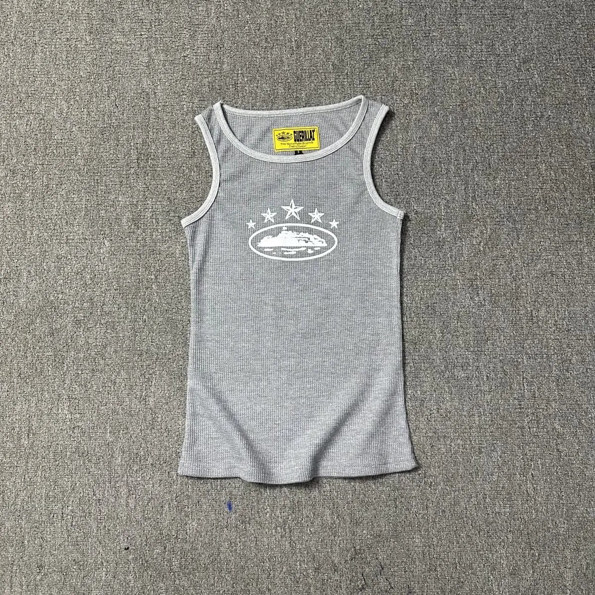 Guerrillaz Waffle-Knit Tank Top - Gray (Stars & Oval Logo)
