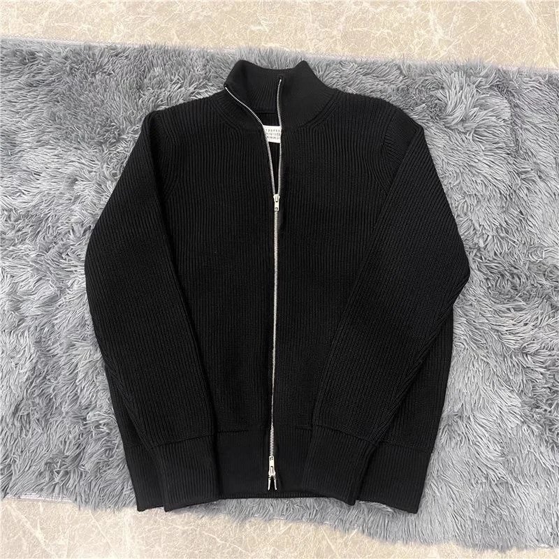 100% Wool Margiela High Neck Zip-Up Cardigan Sweater Jacket Unisex Knitwear - CY