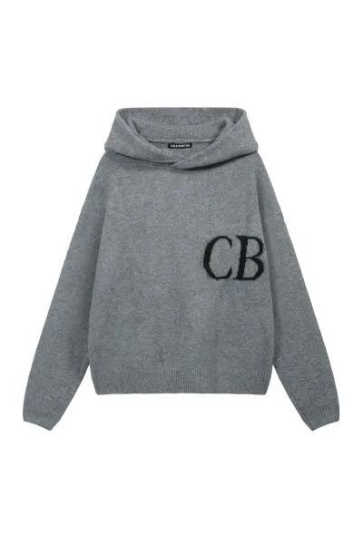 Cole Buxton CB Logo Hooded Sweater Gray - 1
