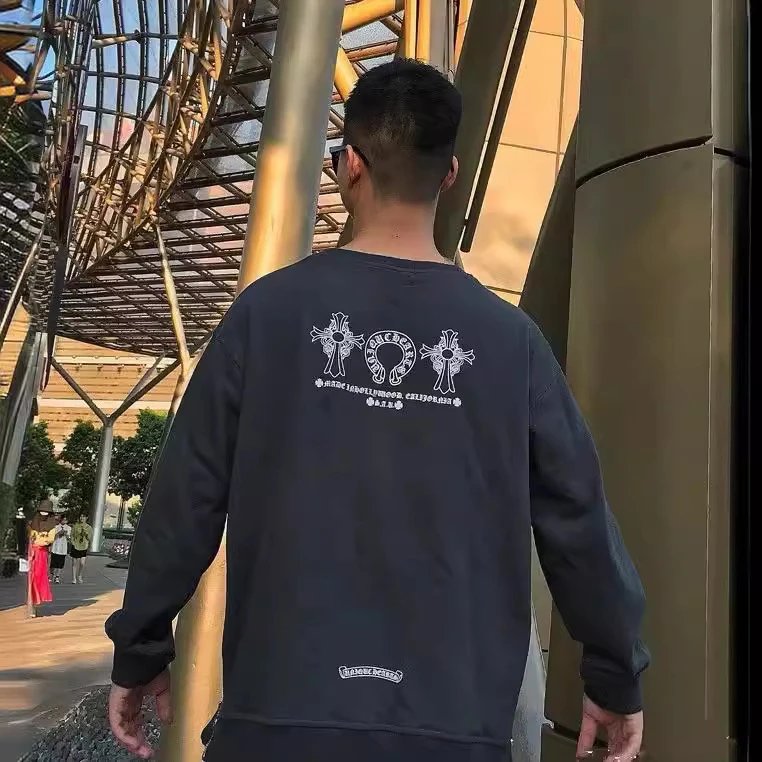 [DX29] high quality round neck sweater gray blue new casual printing men's pullover long sleeve T-shirt