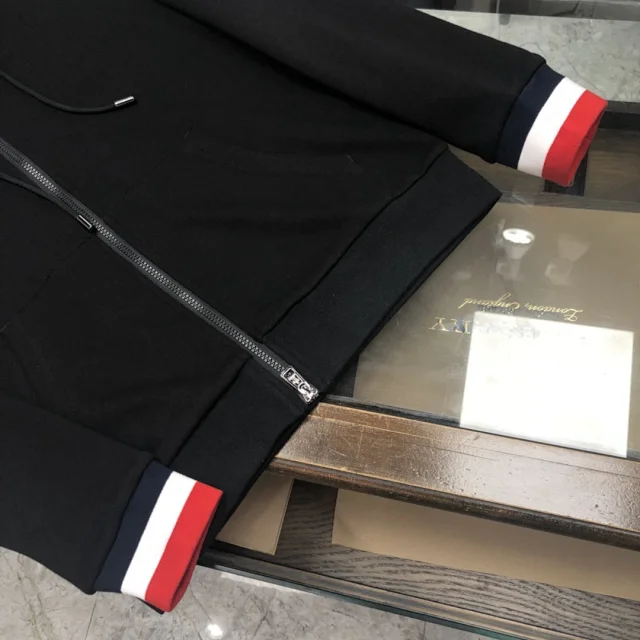 Moncler Hoodies & Sweatshirts Zip-Up Hooded Sweatshirt with Tricolor Cuffs product detail image 10