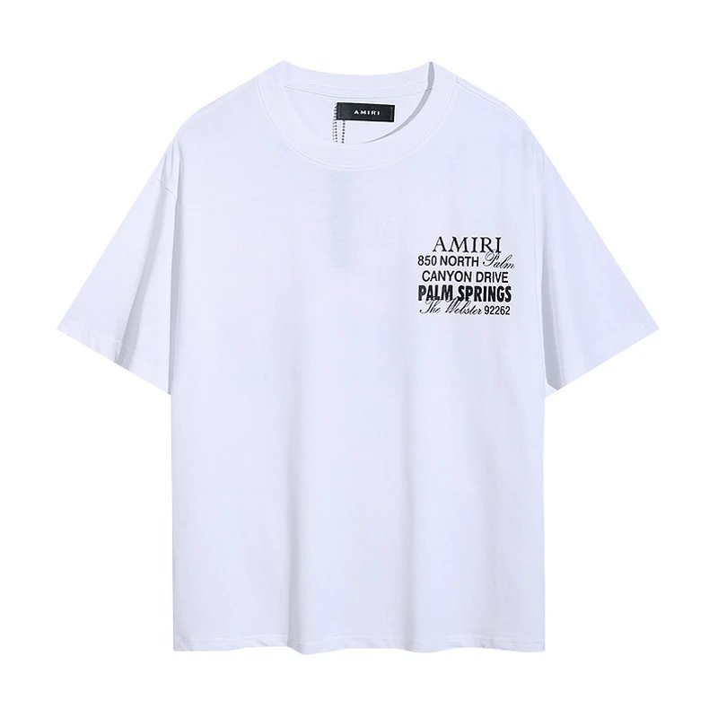 Amiri Palm Springs Address Tee White Black