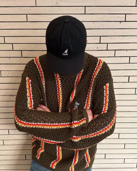 Stüssy x Patta Crochet Stripe Sweater Army Green - 4